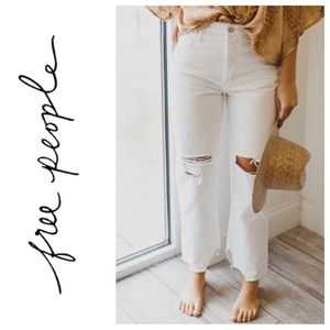 MWT Free People Tapered Baggy Boyfriend in Chalk White Size 25 G21